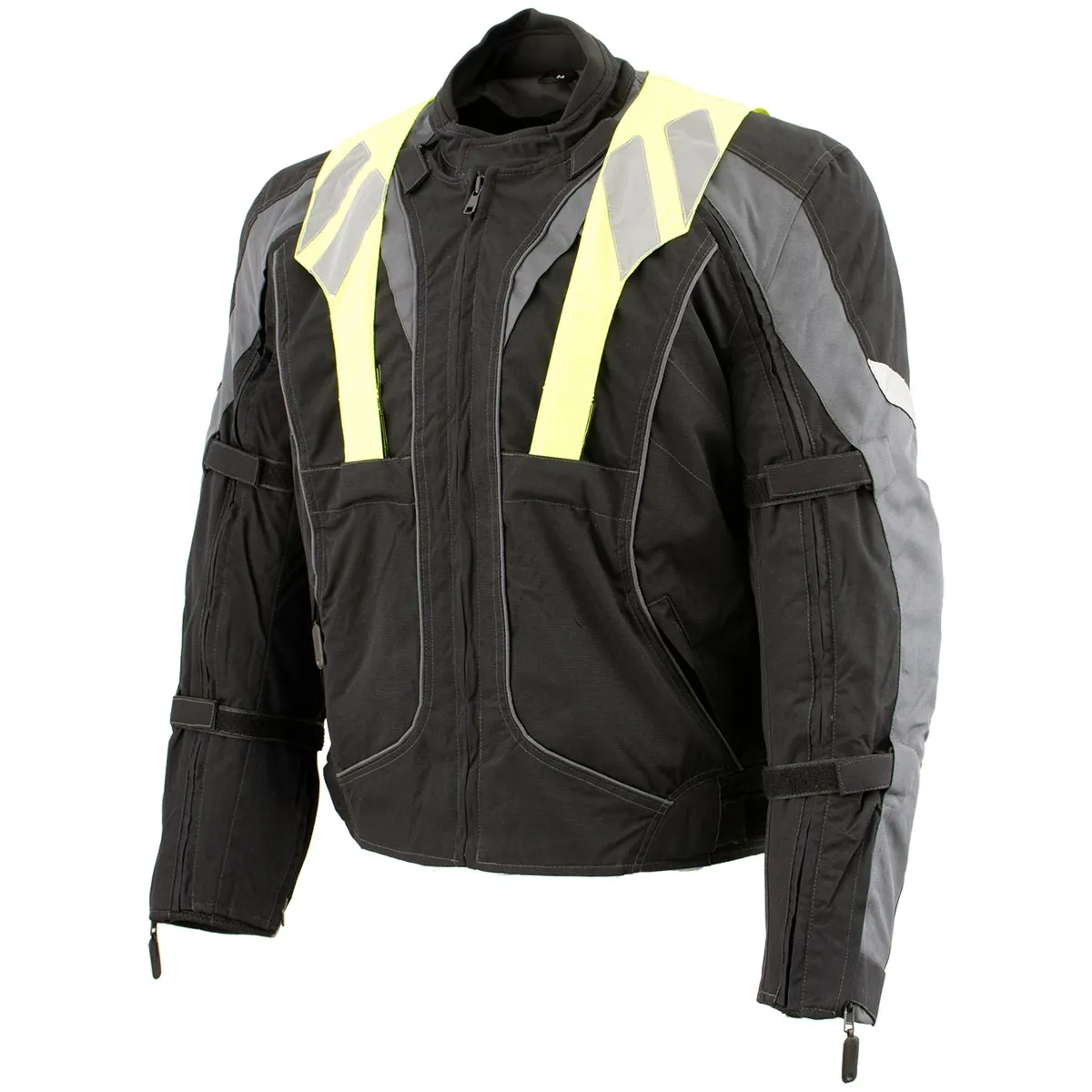 NexGen SH2325 Men's Armored Two in One Textile and Mesh Racing Jacket with Retractable Hi Viz Protection