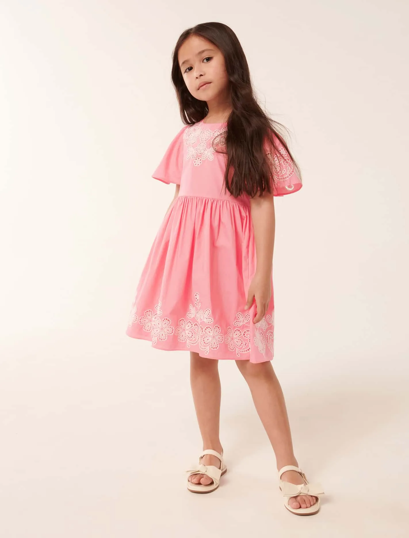 Olivia Broderie Flutter Girls Dress