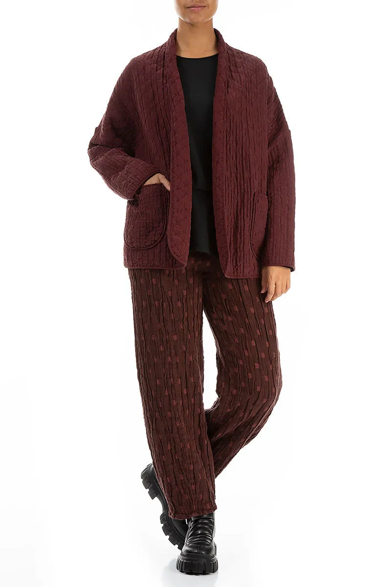 Open Type Merlot Quilted Silk Jacket