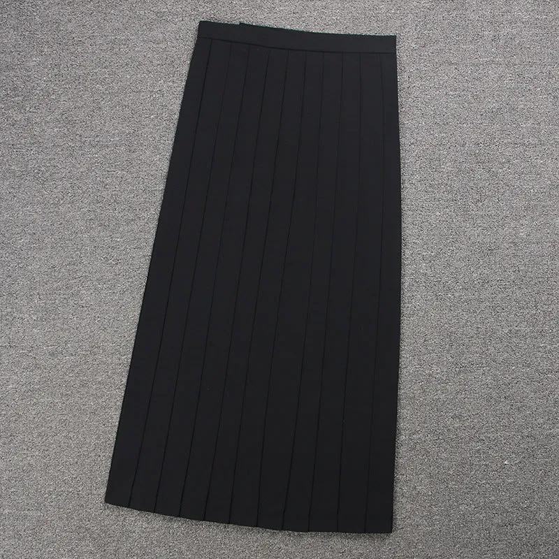 Over Knee long pleated skirt college uniform high waist with zipper straps Japanese JK Style