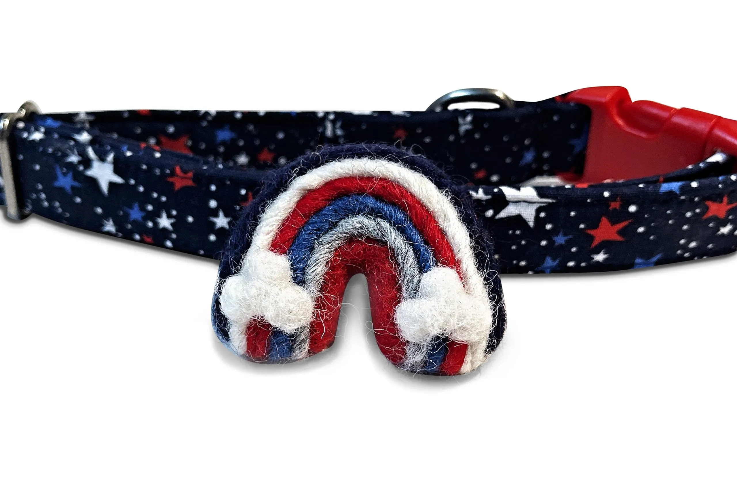 Patriotic Rainbows - Velcro Attachable Dog & Cat Collar Felt Accessory