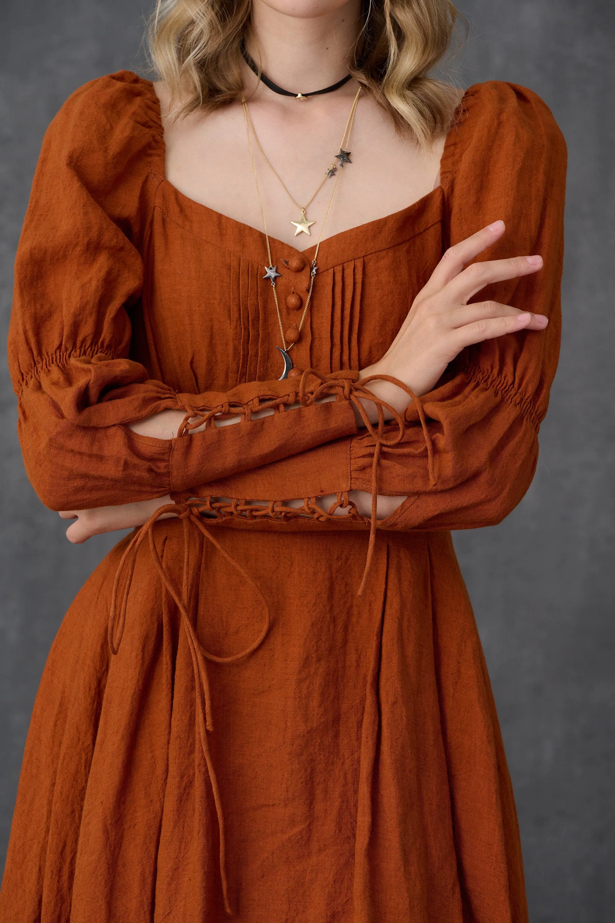 PHOENIX 24 | REGENCY LACE-UP LINEN DRESS