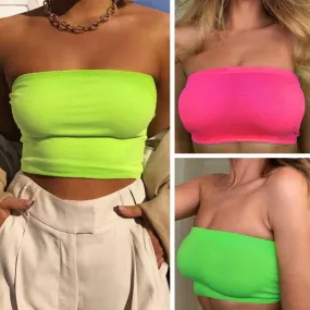 Plain Off Shoulder Vest Crop Top Tank Tops