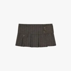 Preppy Plaid Asymmetrical Pleated Mini Skirt