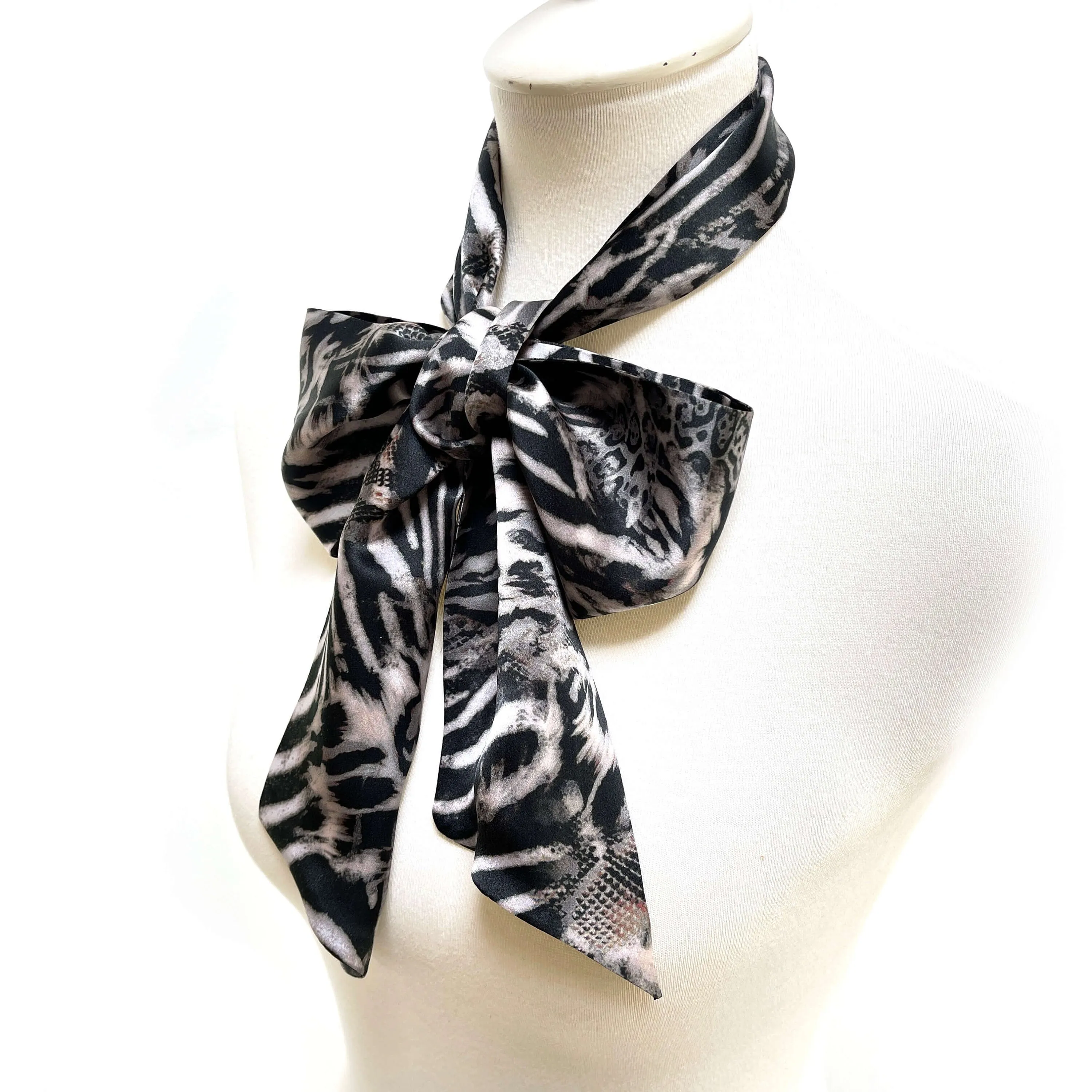 Pure Silk Mixed Zebra Safari Scarf, Womans Scarf, Hair Scarf, Neck Scarf, Headband, Designer Scarf, 100% Pure Silk