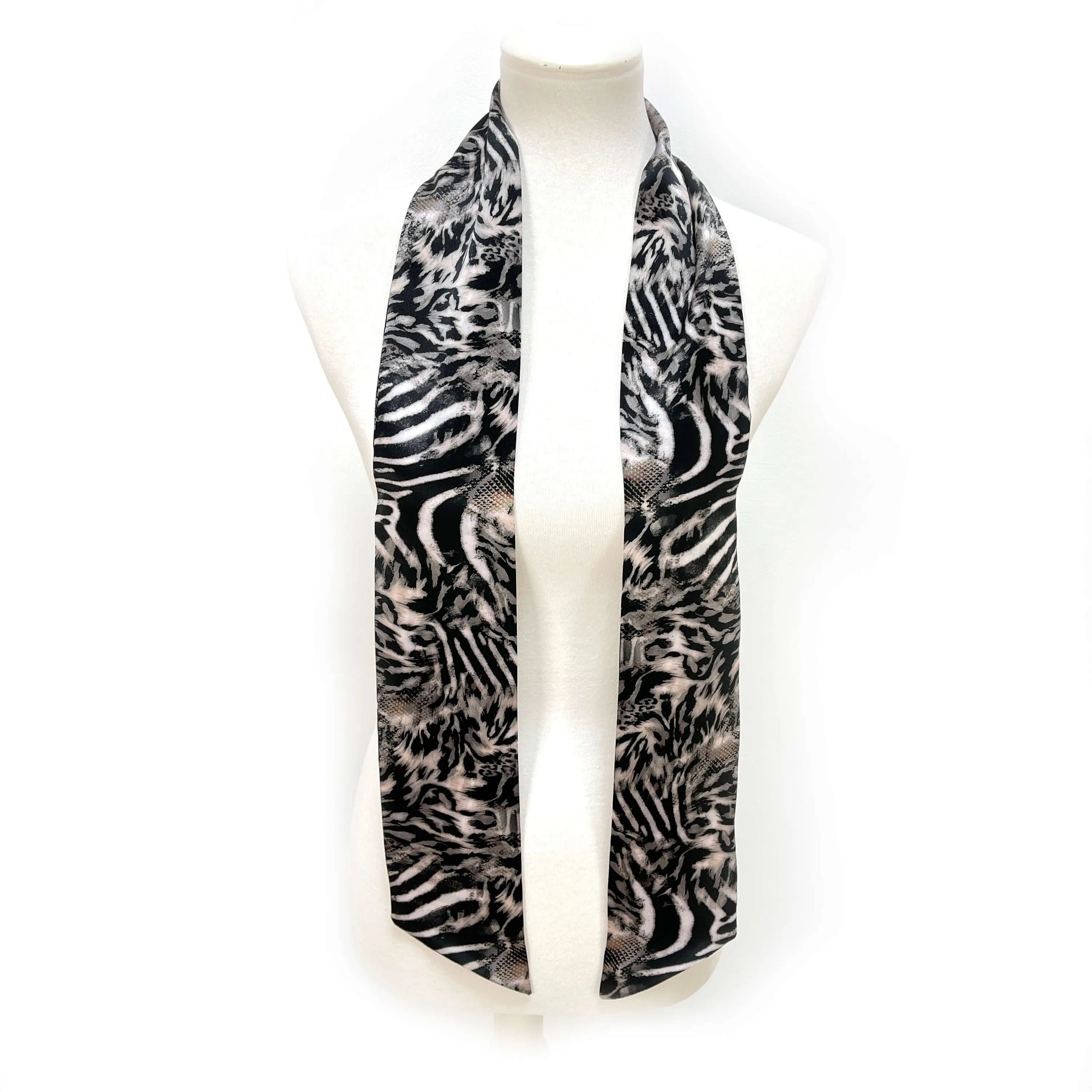 Pure Silk Mixed Zebra Safari Scarf, Womans Scarf, Hair Scarf, Neck Scarf, Headband, Designer Scarf, 100% Pure Silk