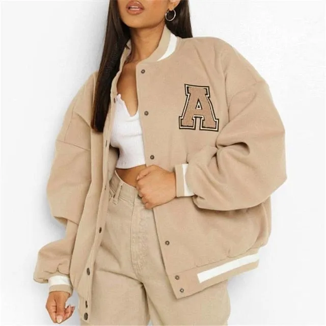 Purpdrank - women's jacket spring Oversized Woman Baseball Women's spring Jacket Long Sleeve Bomber Jackets Letter Print Casual Thin