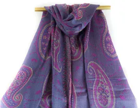 Purple Big Paisley Pashmina Scarf Bohemian Shawl