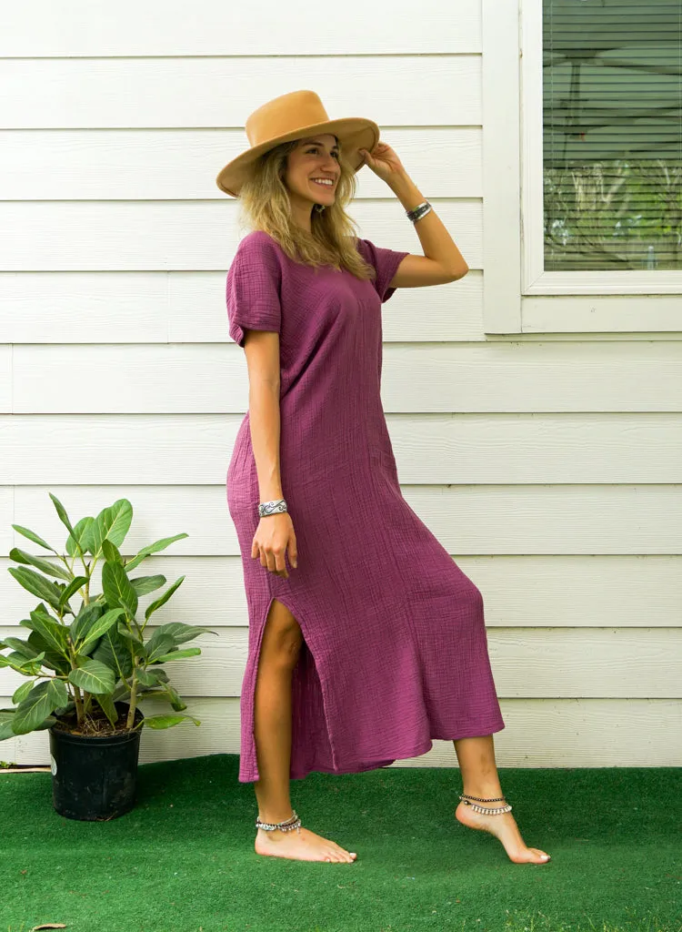 Purple Double Gauze Cotton Dress