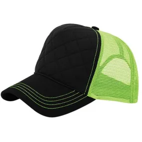 Quilted Foam Neon Colored Trucker Mesh Hats - Two Tone