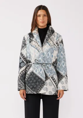 Quilted Patchwork Long Sleeve Shawl Collar Jacket