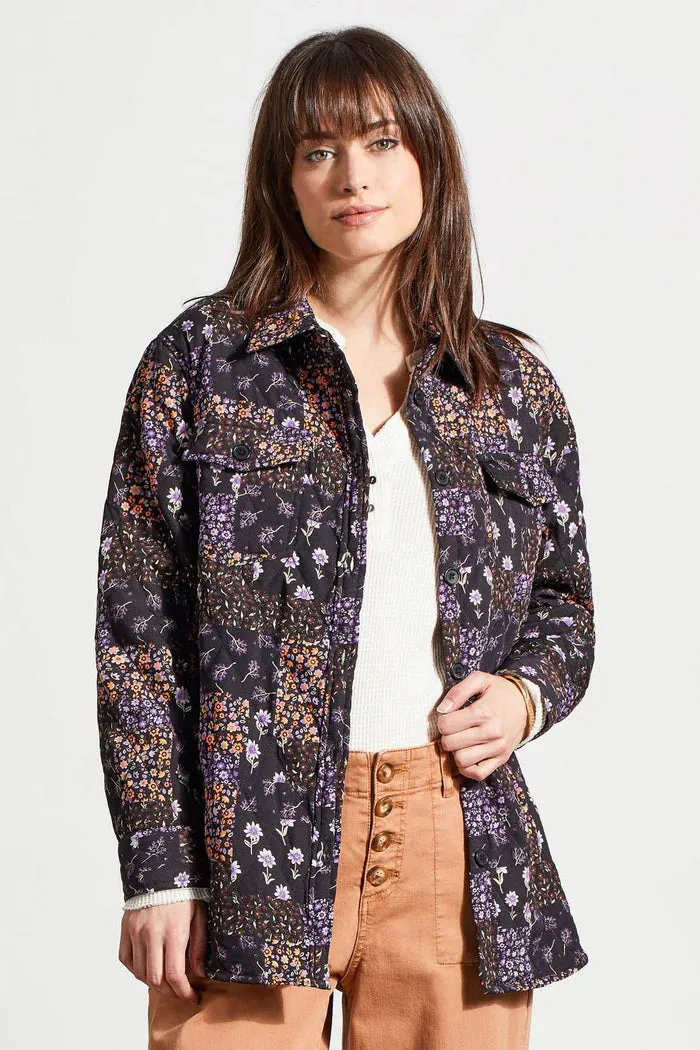 Quilted Shacket with Shirttail Hem by Tribal