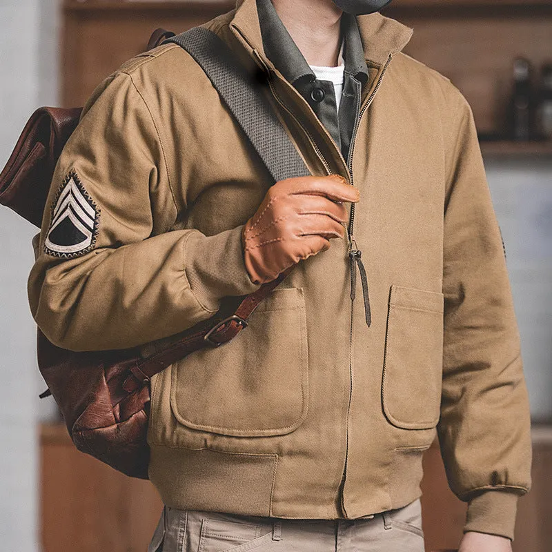 Retro Military Style Khaki Jacket Outwear