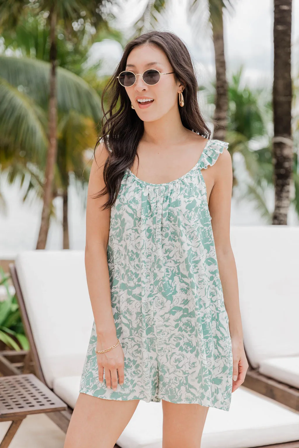 Romance Awaits Sage Floral Romper FINAL SALE