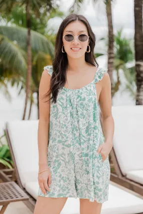 Romance Awaits Sage Floral Romper FINAL SALE