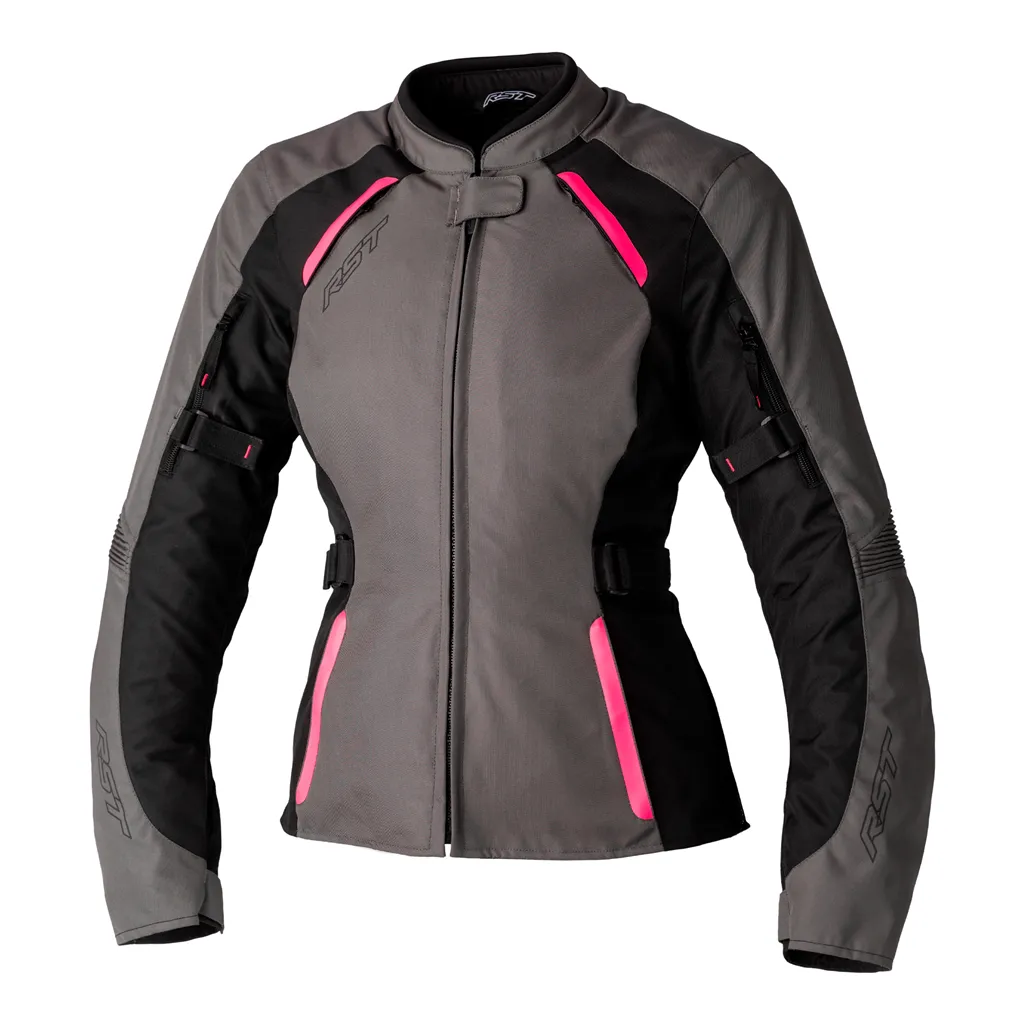 RST Ava CE Ladies Textile Jacket in Grey/Black/Neon Pink