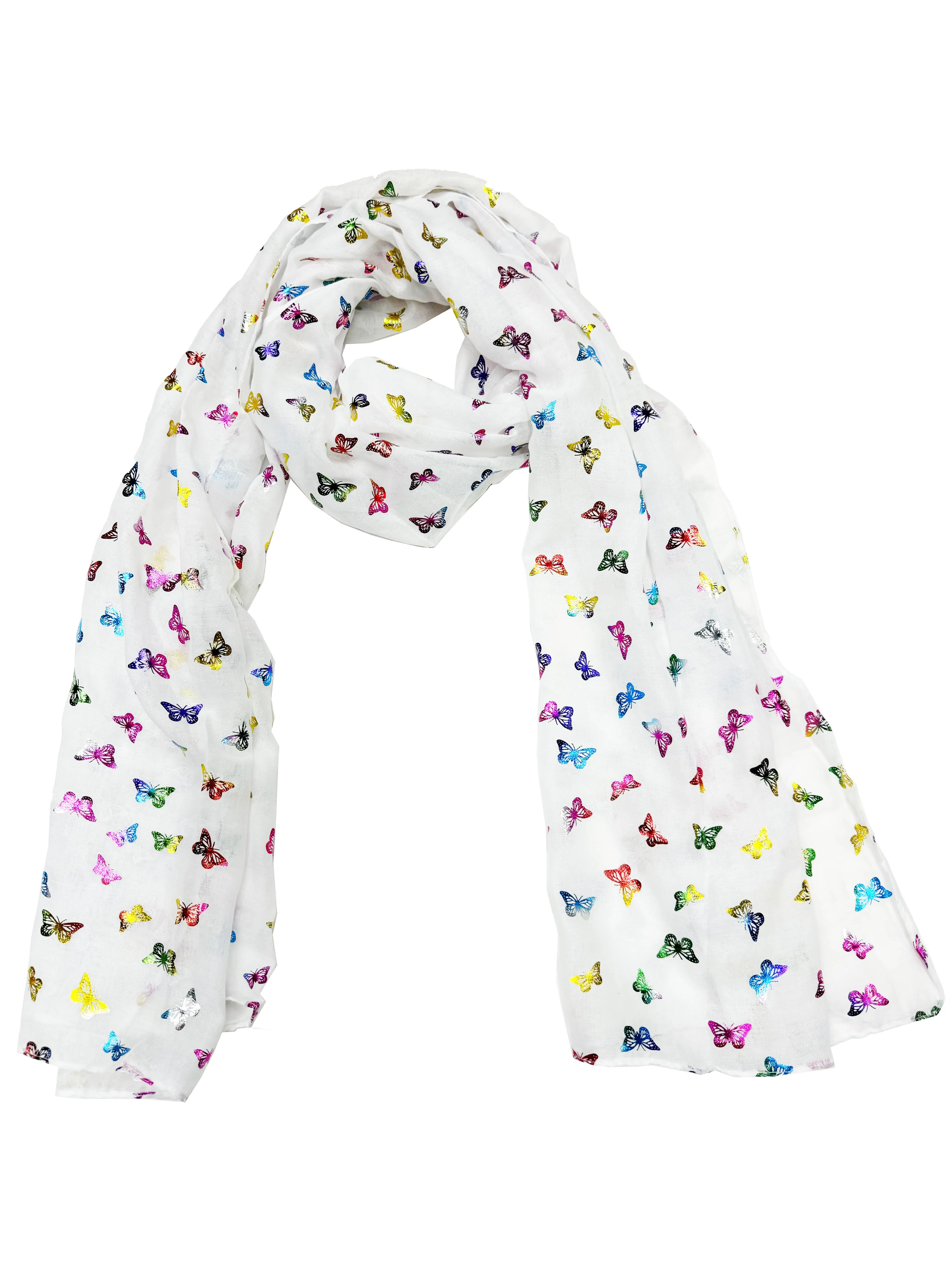 Scarf with Mini Rainbow Foil Butterflies