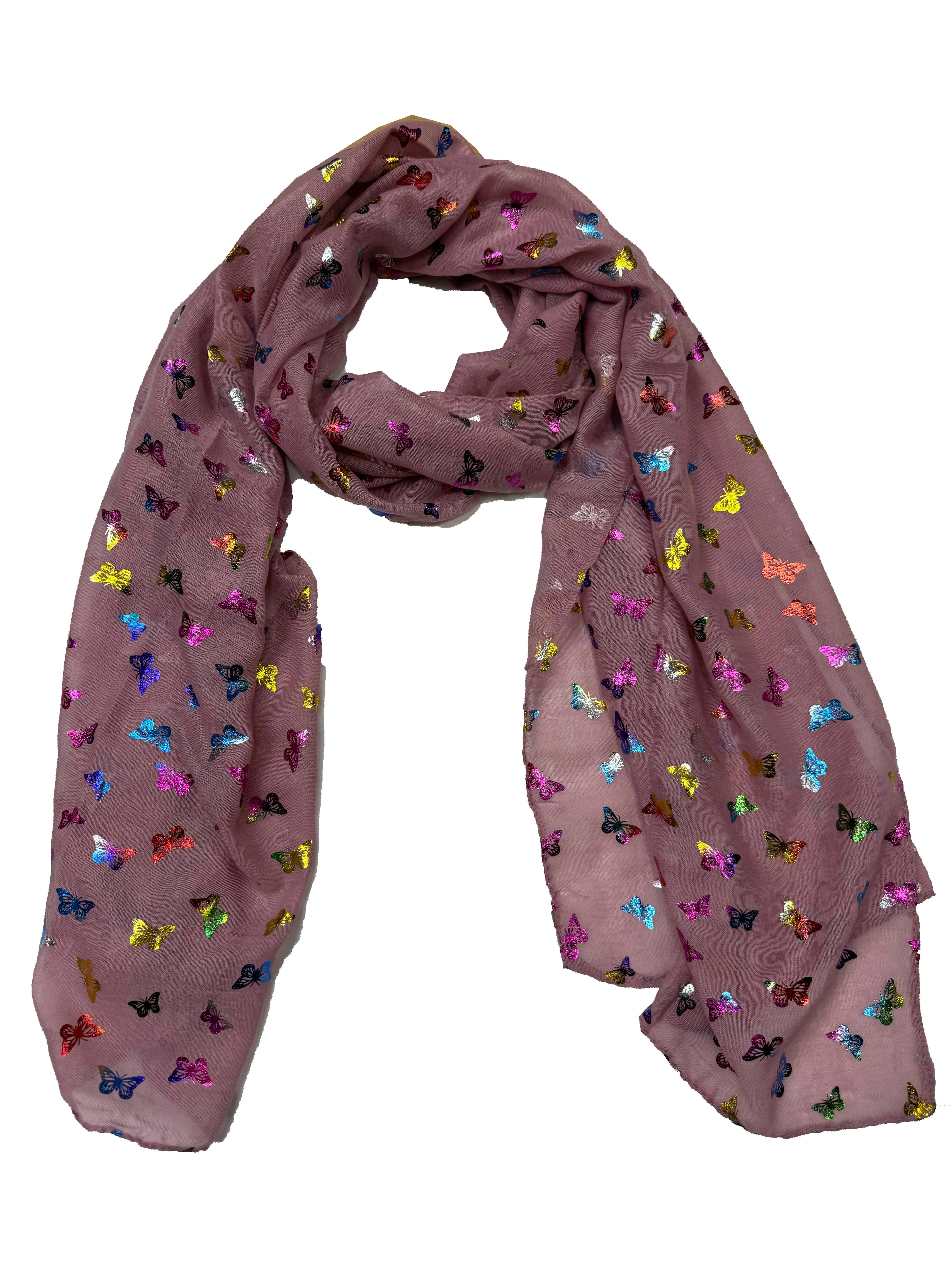 Scarf with Mini Rainbow Foil Butterflies