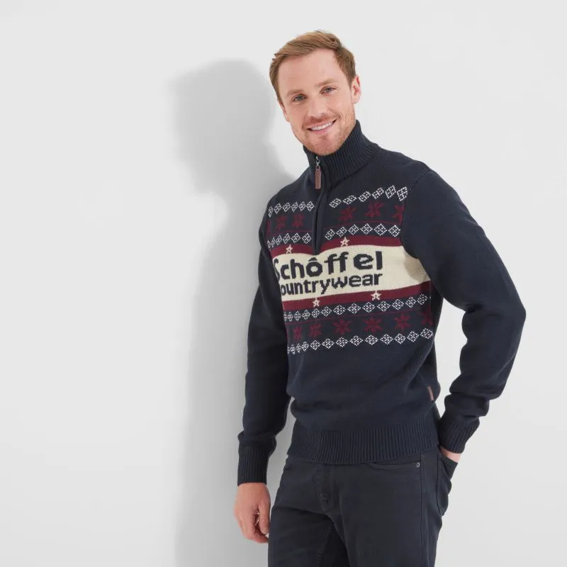 Schoffel Christmas 1/4 Zip Jumper - Navy