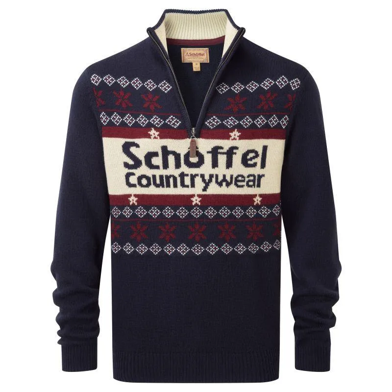 Schoffel Christmas 1/4 Zip Jumper - Navy