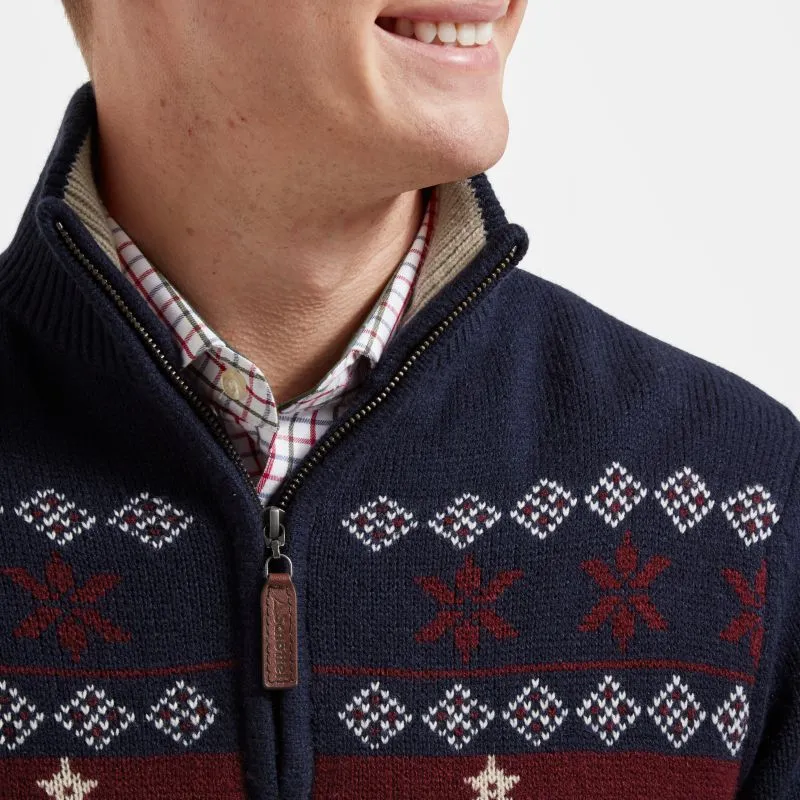 Schoffel Christmas 1/4 Zip Jumper - Navy