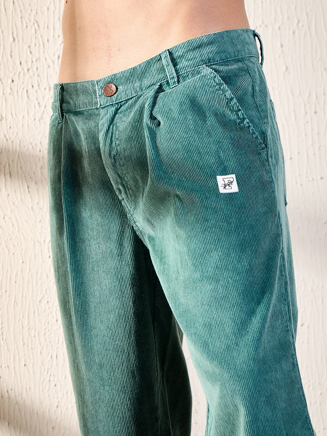 Sea Blue Slouchy Korean Corduroy Pants