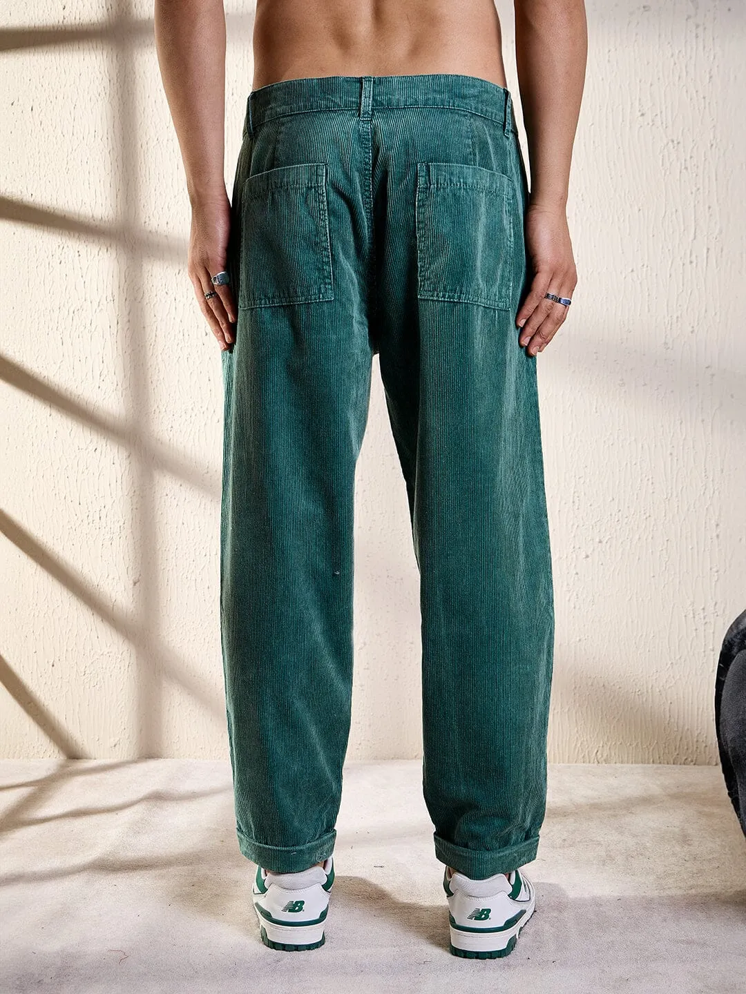 Sea Blue Slouchy Korean Corduroy Pants