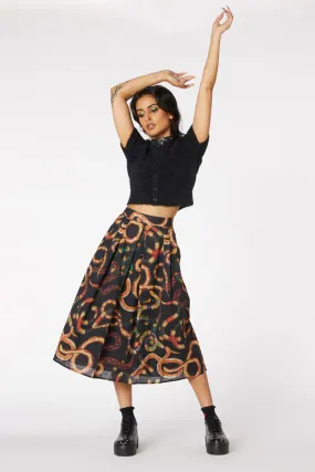 Serpent Print Pleated Skirt