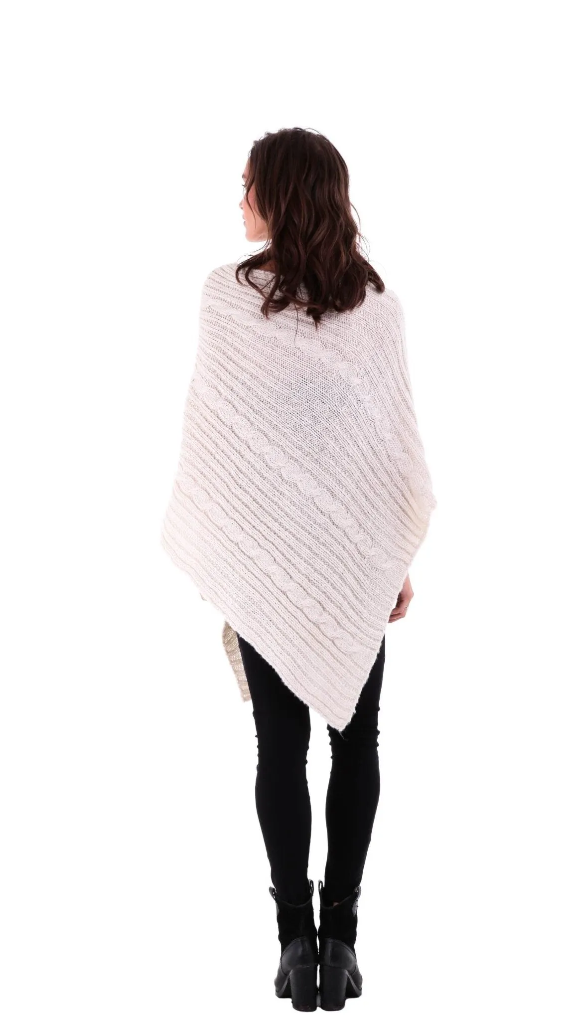 SHU-SHI Women's Boho Cable Knit Poncho Shawl - Soft Pullover Sweater Cape