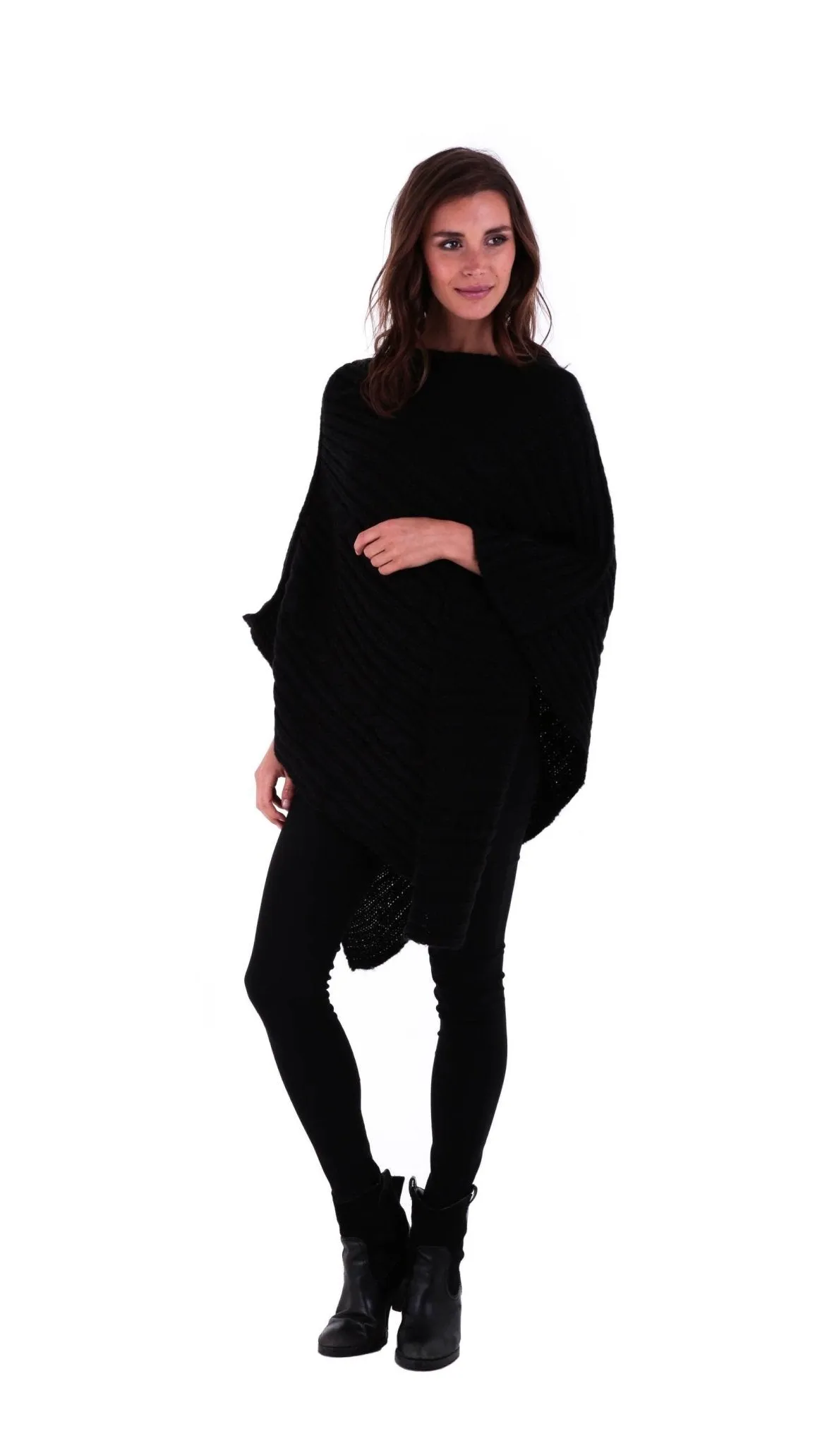 SHU-SHI Women's Boho Cable Knit Poncho Shawl - Soft Pullover Sweater Cape