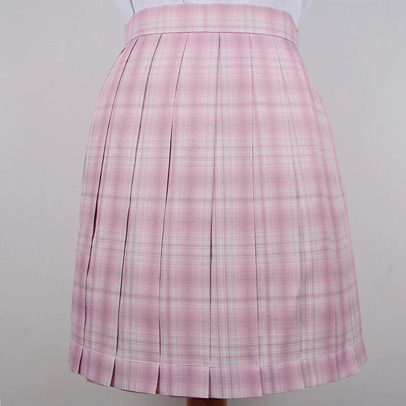 [Skirt / Bow] JK Girly-Pink plaid uniform skirt