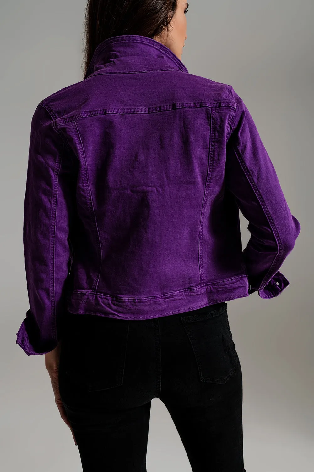 Slim denim trucker jacket in purple