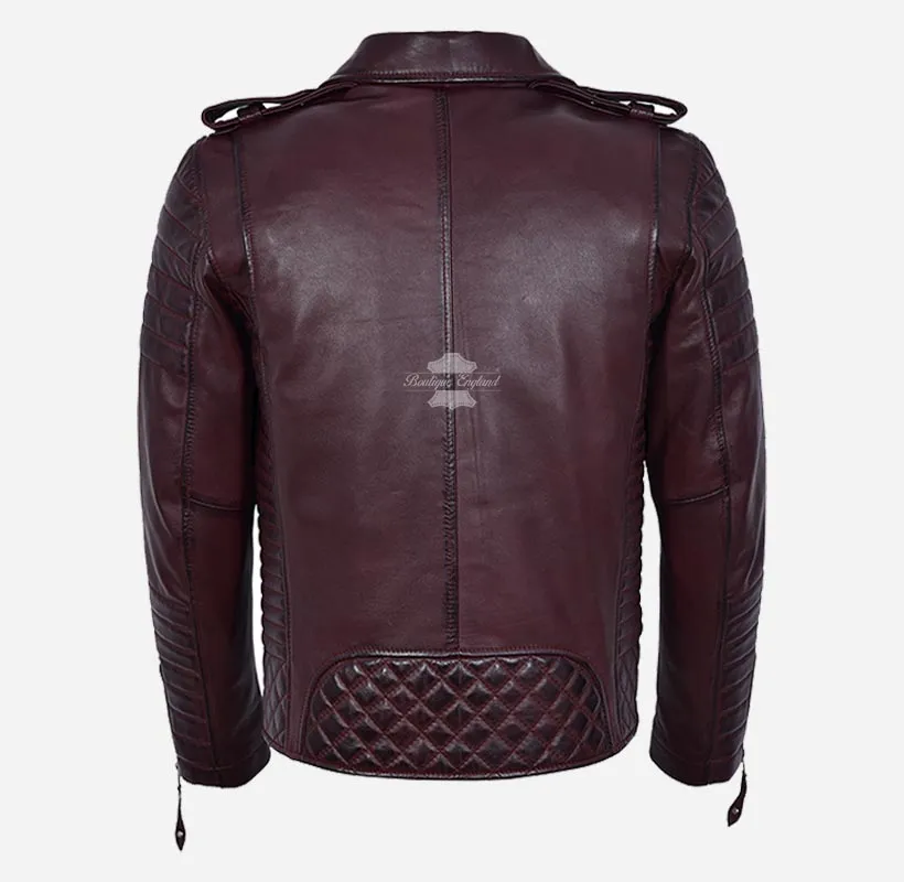 SOLASTRIDE Men's Biker Leather Jacket Quilted Fitted Leather Jacket