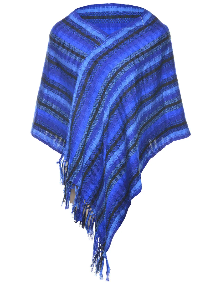 Striped Pattern Poncho - M