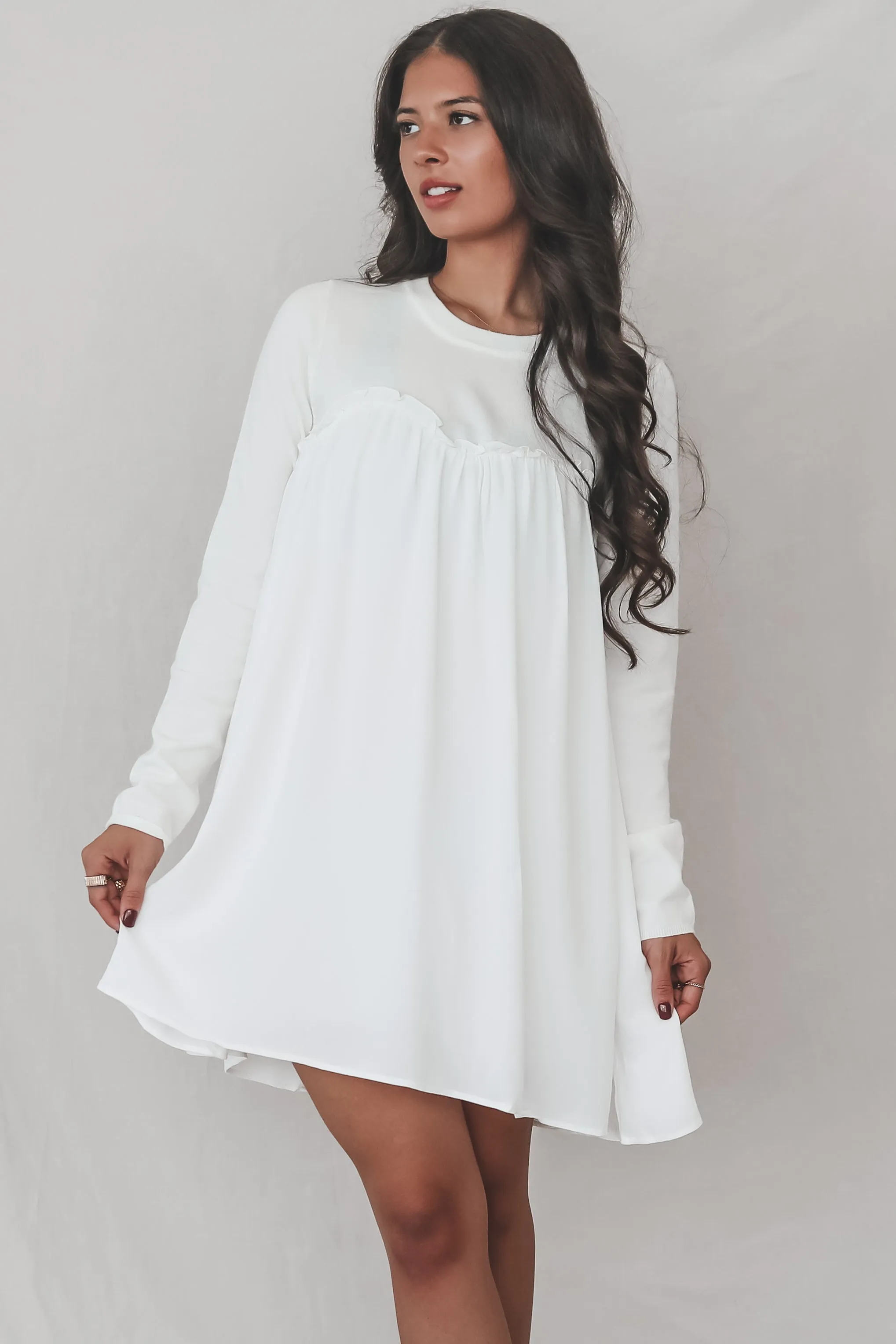 Sweeter Than Most Long Sleeve White Mini Dress