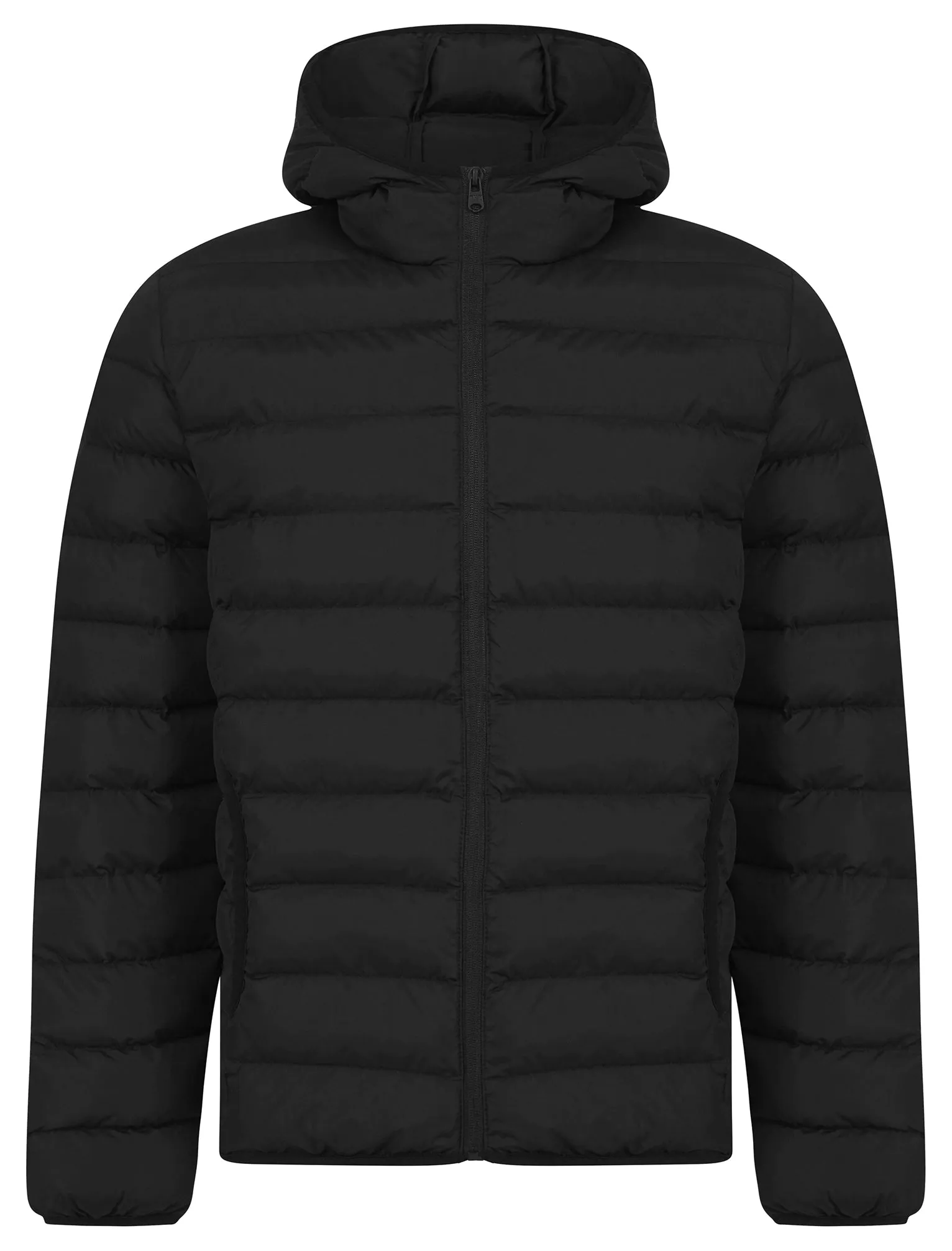 Tayten Quilted Puffer Jacket with Hood in Jet Black - Tokyo Laundry