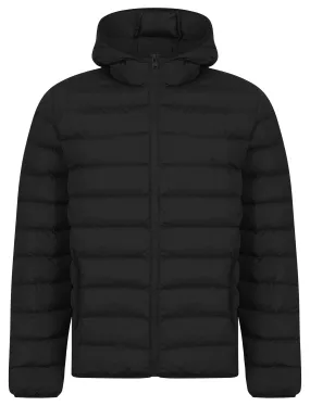 Tayten Quilted Puffer Jacket with Hood in Jet Black - Tokyo Laundry