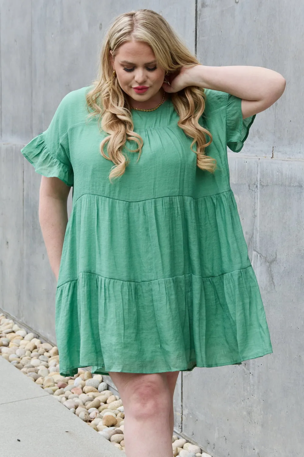 Textured Woven Babydoll Dress