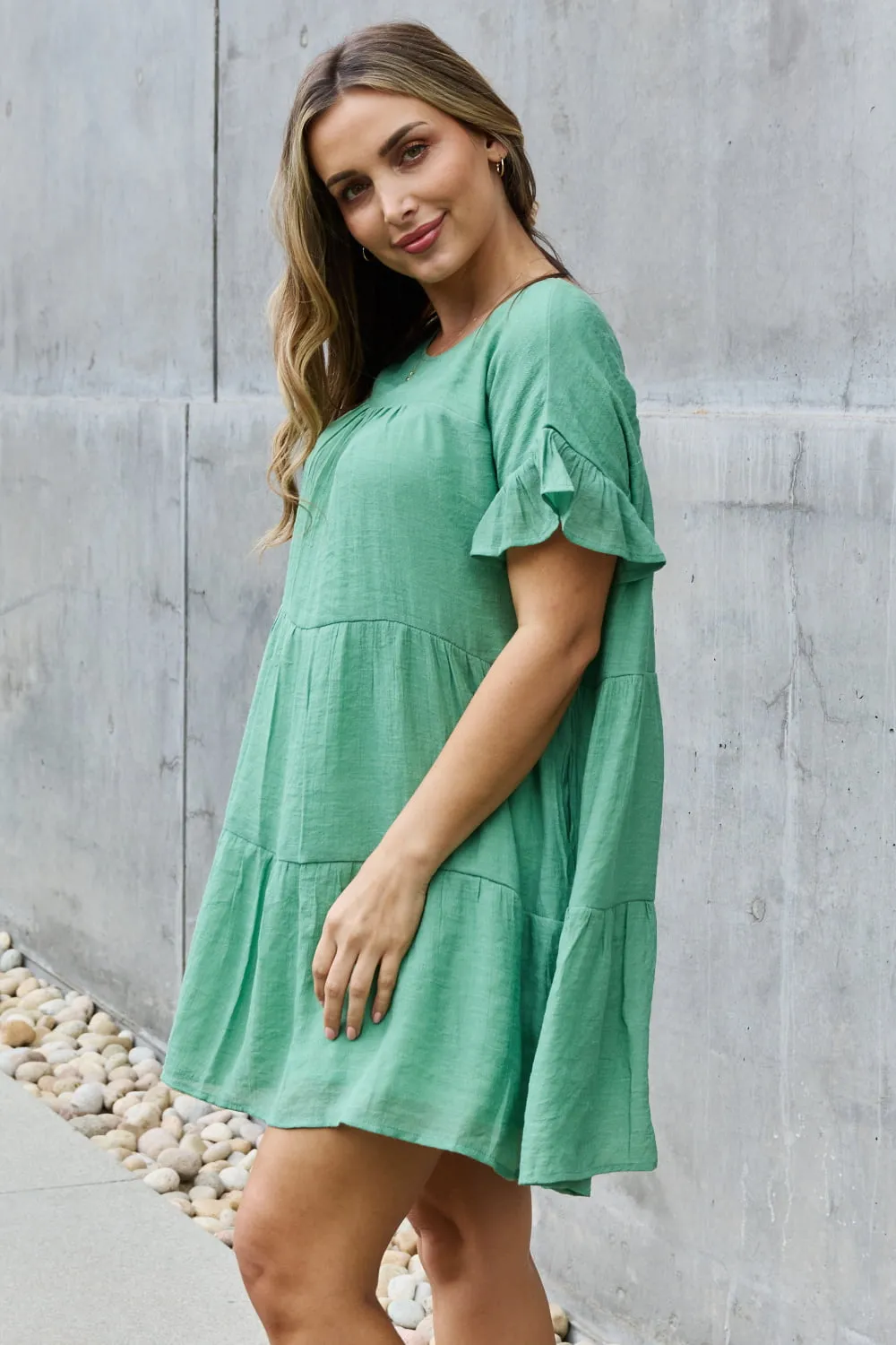 Textured Woven Babydoll Dress