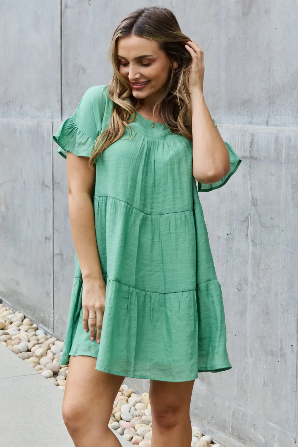 Textured Woven Babydoll Dress