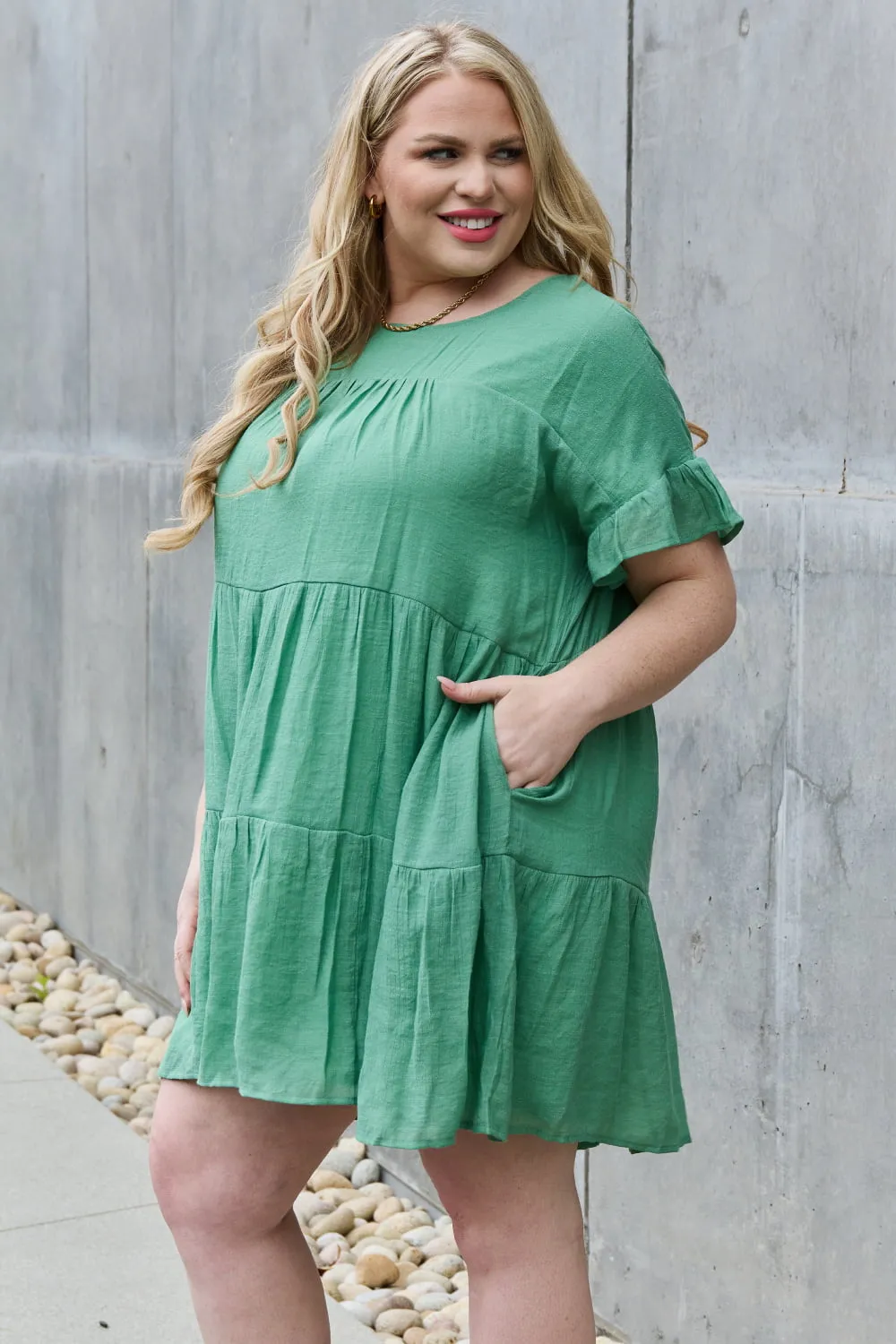 Textured Woven Babydoll Dress