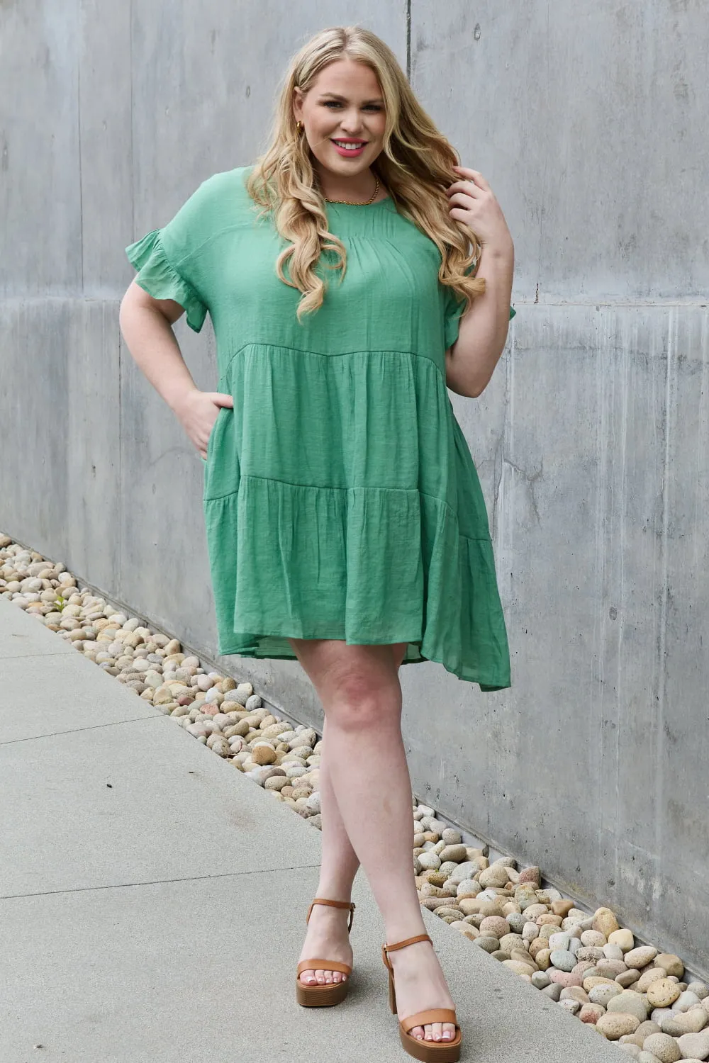 Textured Woven Babydoll Dress