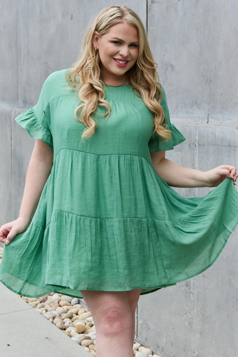 Textured Woven Babydoll Dress