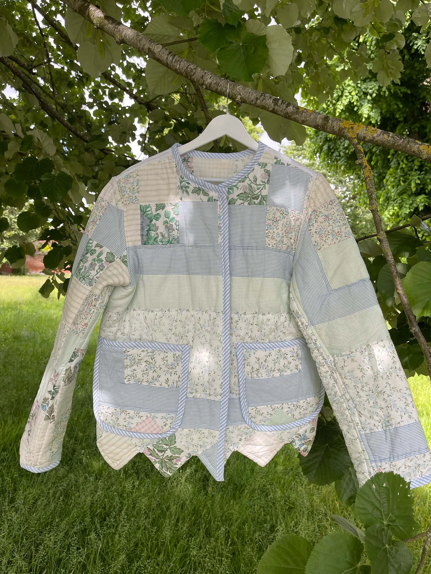 The Chloe Jacket - Pale Blue Patchwork