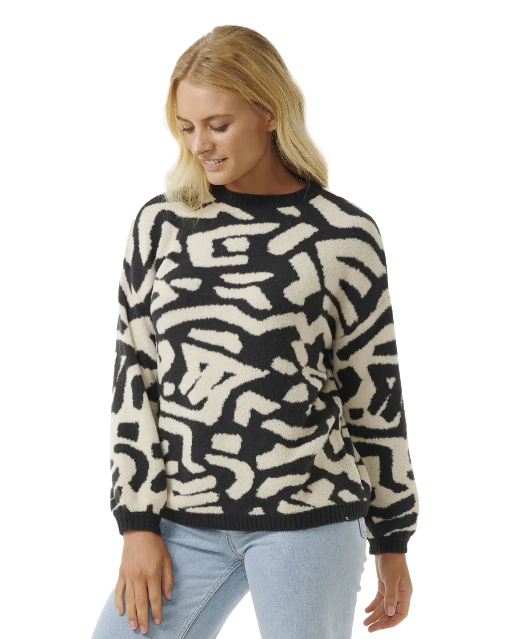 The Search Jacquard Jumper in Black & White