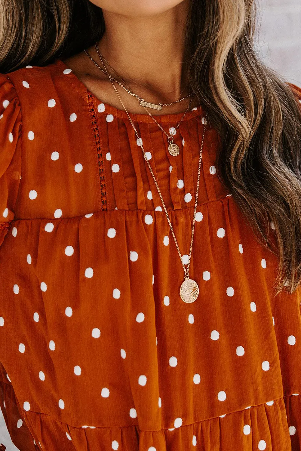 Tiered Ruffle Flowy Polka Dot Dress