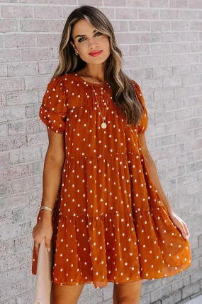 Tiered Ruffle Flowy Polka Dot Dress