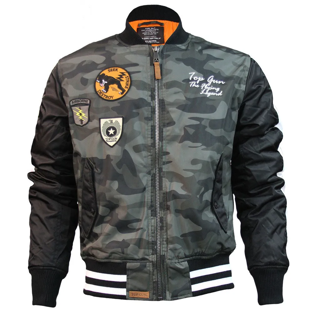 Top Gun Camouflage Bomber Jacket Olive