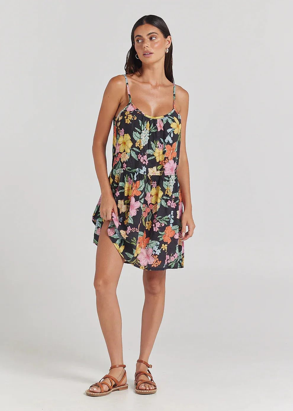 Tropics Slip Babydoll Dress - Hibiscus