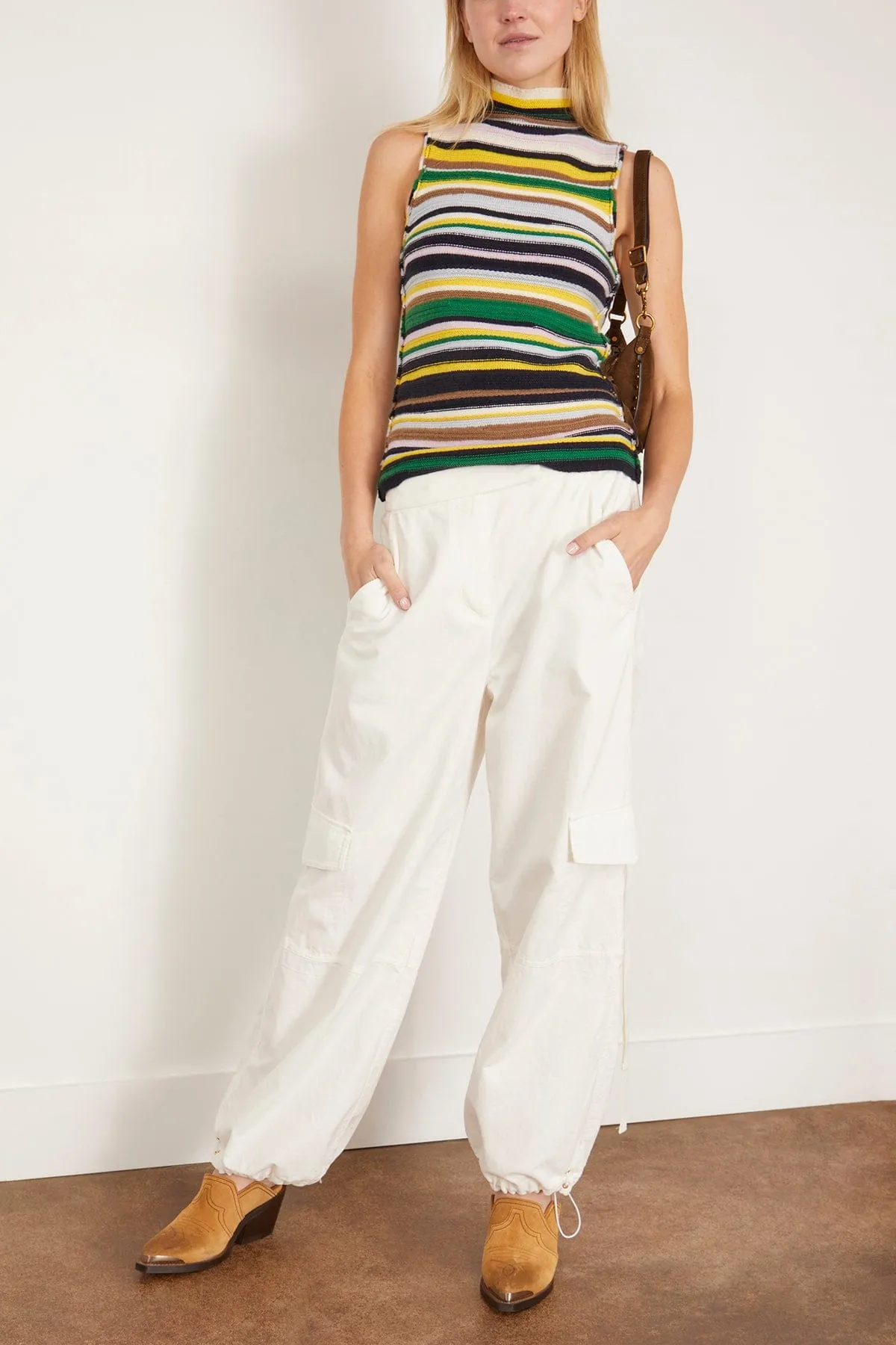 Twisted Structure Pant in Camellia White